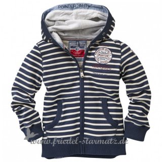 POINTER - Jungen Sweatjacke mit Kapuze, geringelt l Blue